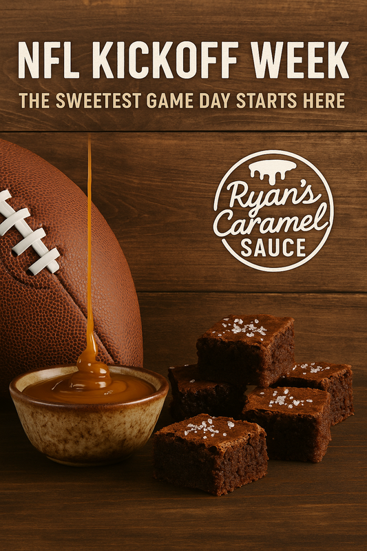 NFL Kickoff Week with Ryan's Caramel Sauce and salted caramel brownies